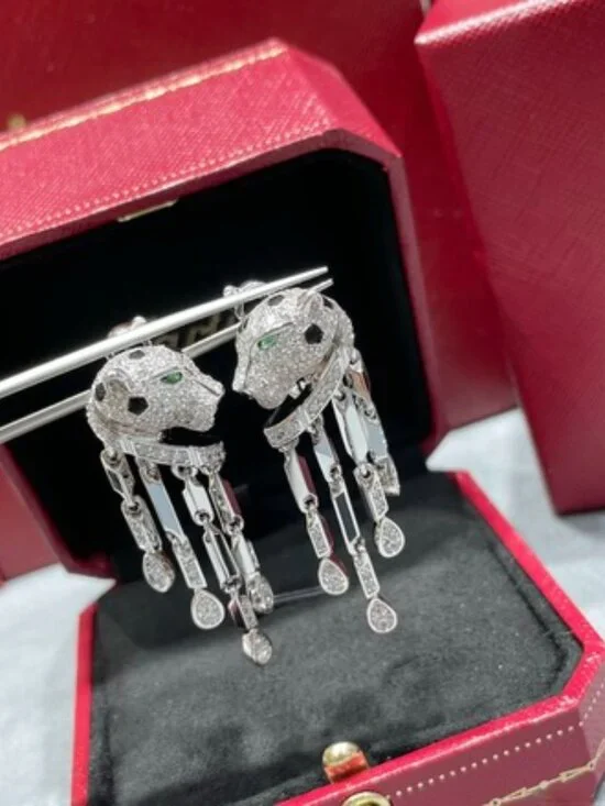 Cartier's Panther Motif Tassel Drop Earrings - Picture 6 of 10